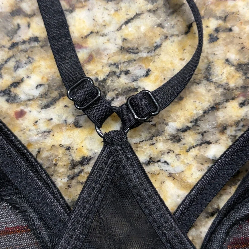 NEW BodyRage Spencers Rainbow Pride Equality‎ Heart Mesh Bralette Black S/M